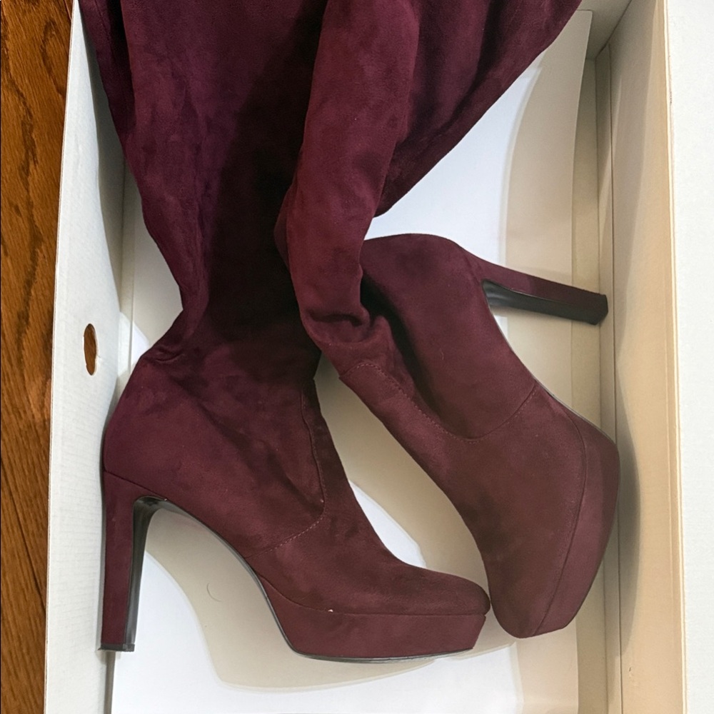 NINE WEST / Gotcha-2 / Dark Red / Suede / Wide Calf / Over the Knee Boots